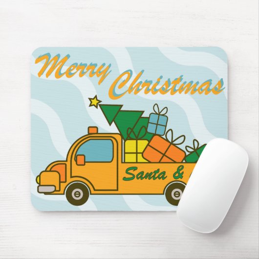 Tapis De Souris Vue latérale du camion père Noël Joyeux Noël (Avec souris)