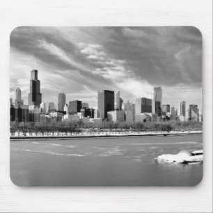 Tapis De Souris Vue panoramique d'horizon de Chicago en hiver