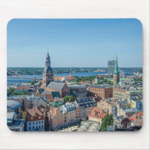 Tapis De Souris Vue sur le centre ville de Riga d'en haut