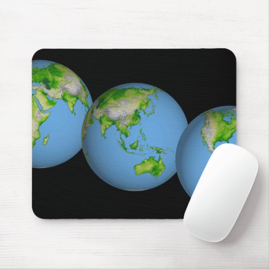 Tapis De Souris Vue topographique du monde (Avec souris)
