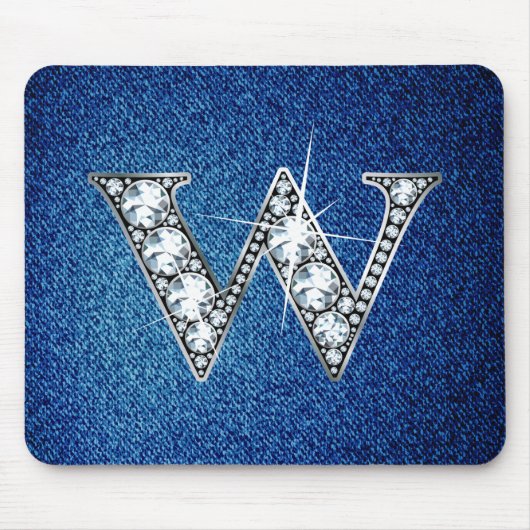 Tapis De Souris W Faux-"Diamond Bling" sur Denim Mousepad (Devant)