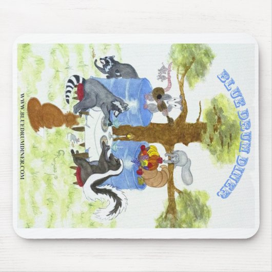 Tapis De Souris Wagon-restaurant bleu Mousepad de tambour (Devant)