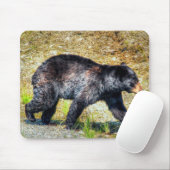 Tapis De Souris Walking Black Bear Faune Photo Art (Avec souris)