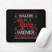Tapis De Souris Walking In A Wiener Wonderland Funny Dachshund Chr (Avec souris)