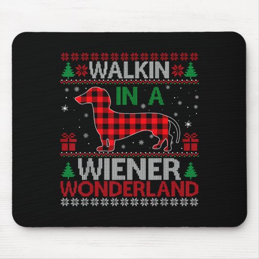 Tapis De Souris Walking In A Wiener Wonderland Funny Dachshund Chr (Devant)