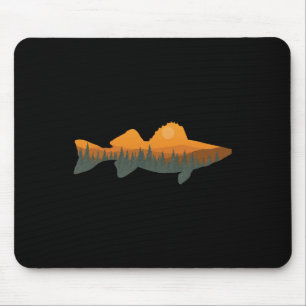 Tapis De Souris Walleye Fishing Forest Nature Pêcheur de la faune