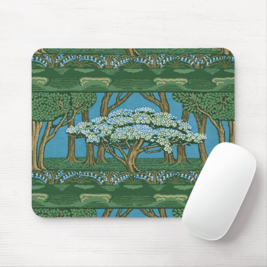 Tapis De Souris Walter Crane May Tree Wallpaper Green Blue (Avec souris)