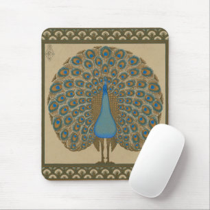 Tapis De Souris Walter Crane Vintage Or Bleu Paon Art