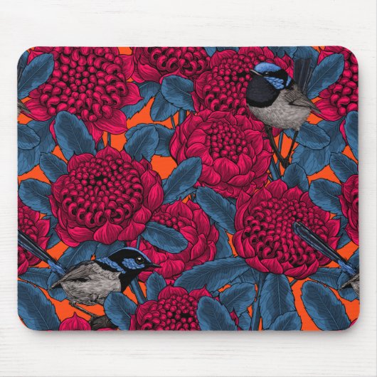 Tapis De Souris Waratah rouge et brunes (Devant)