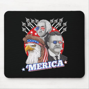 Tapis De Souris Washington Roosevelt Bald Eagle 4 juillet Patrio