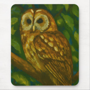 Tapis De Souris Watcher Woodland - Art Réaliste de Chouette