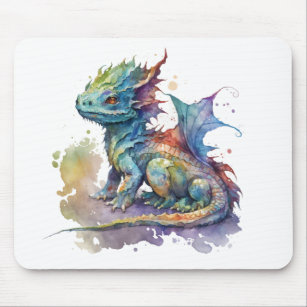 Tapis De Souris Water color baby dragon fantasy mouse pad