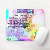 Tapis De Souris Watercolor cross bible verse Christian (Avec souris)