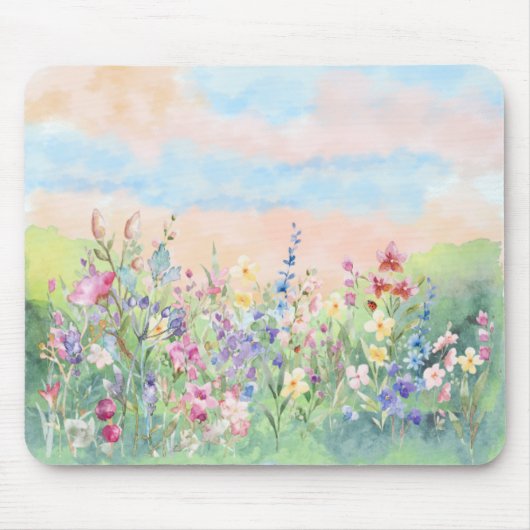 Tapis De Souris Watercolor floral Spring Ladybug (Devant)