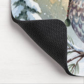 Tapis De Souris Watercolor Owl In Winter Hat (Coin)
