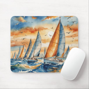 Tapis De Souris Watercolor Sailboat Regatta