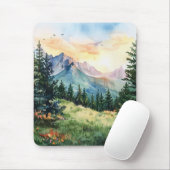 Tapis De Souris Watercolor Summer Mountain (Avec souris)