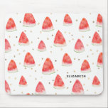 Tapis De Souris Watercolor Watermelon Slices Motif Personnalisé<br><div class="desc">Mousepad à la moelle blanche et bohème avec des tranches de pastèque aquarelle. Personnalisé en ajoutant vos propres détails. Ce sera parfait comme cadeau. Ce design est disponible dans une variété de produits.</div>