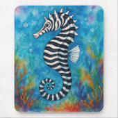 Tapis De Souris Watercolor Zebra Seahorse (Devant)