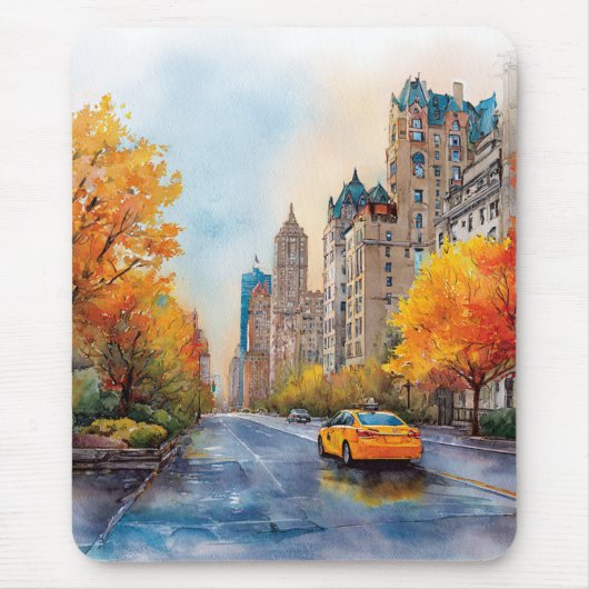Tapis De Souris Watercolour Autumn in New York (Devant)