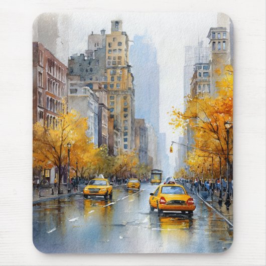 Tapis De Souris Watercolour Autumn in New York (Devant)