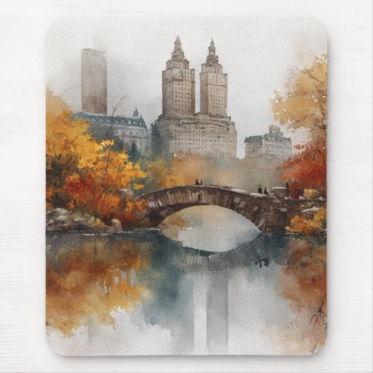 Tapis De Souris Watercolour Autumn in New York (Devant)