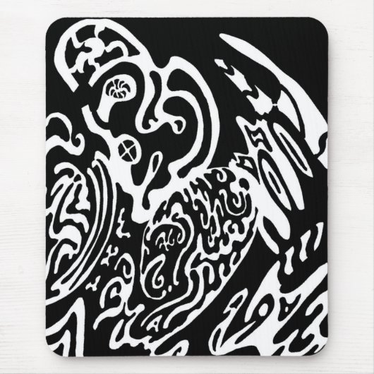 Tapis De Souris "Wave Creature" B&W Art abstrait (Devant)