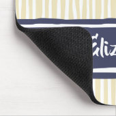Tapis De Souris Wavy Painterly Stripes Navy and Cream With Name (Coin)