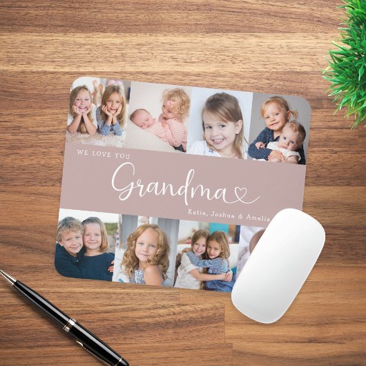 Tapis De Souris We Love you Grandma Script 8 Photo Modern