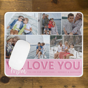 Tapis De Souris 'We Love You' Maman Photo Collage Personnalisé