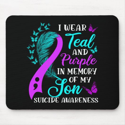 Tapis De Souris Wear Teal Purple In Memory Of My Son Suicide Aware (Devant)