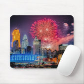 Tapis De Souris WEBN 2019 Fireworks Cincinnati Skyline Photographi (Avec souris)