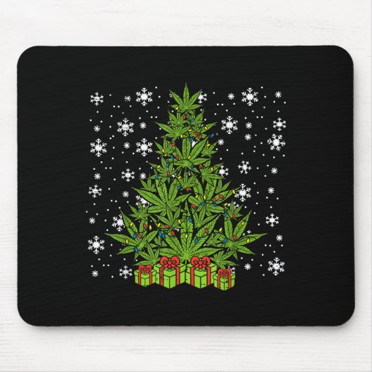 Tapis De Souris Weed Christmas Tree Funny Xmas T Men Women (Devant)