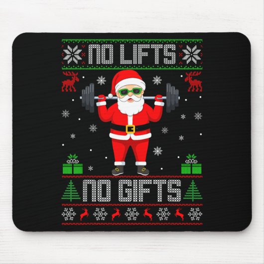 Tapis De Souris Weightlifting Workout Gym Santa Christmas Ugly Swe (Devant)