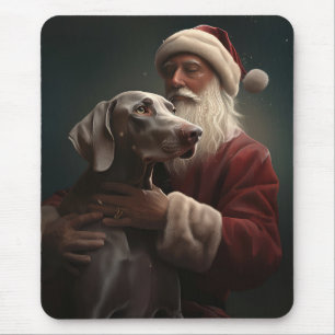 Tapis De Souris Weimaraner avec le Père Noël Festif de Noël