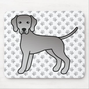 Tapis De Souris Weimaraner Chien Cute Cartoon Illustration & Paws