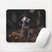 Tapis De Souris Weimaraner Citrouilles Halloween effrayant (Avec souris)