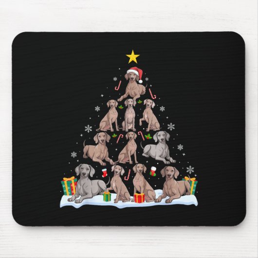 Tapis De Souris Weimaraner Dog Christmas Tree Xmas Pet Dogs Lover (Devant)