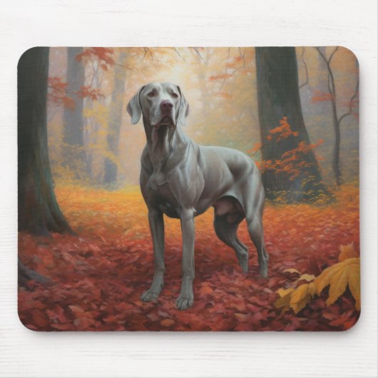 Tapis De Souris Weimaraner en automne Leaves automne Inspire (Devant)