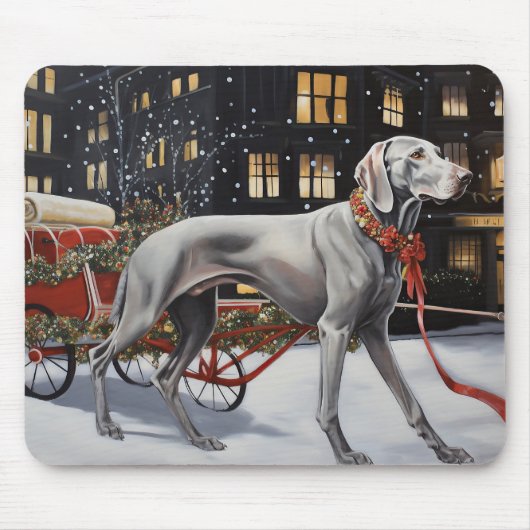 Tapis De Souris Weimaraner Festin de Noël (Devant)