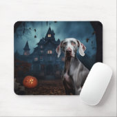 Tapis De Souris Weimaraner Halloween effrayant (Avec souris)