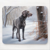 Tapis De Souris Weimaraner Laisser Neige Noël (Devant)