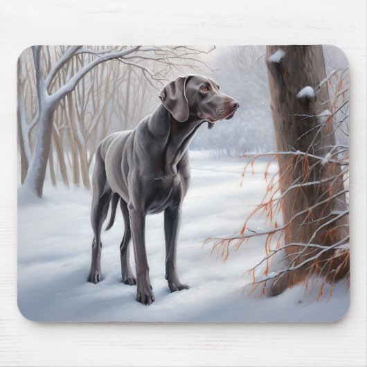 Tapis De Souris Weimaraner Laisser Neige Noël (Devant)