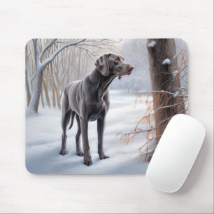 Tapis De Souris Weimaraner Qu'il neige Noël