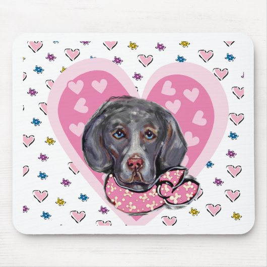 Tapis De Souris Weimaraner Valentine (Devant)