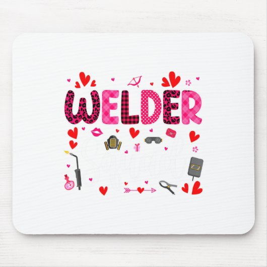 Tapis De Souris Welder Squad Cute Tools Hearts Costume Valentines (Devant)