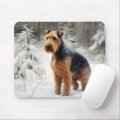 Tapis De Souris Welsh Terrier Laisser Neige Noël (Avec souris)