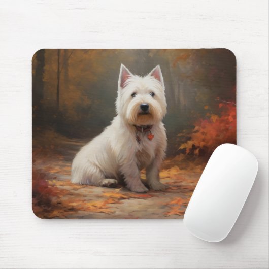 Tapis De Souris West Highland White Terrier à l'automne Leaves aut (Avec souris)