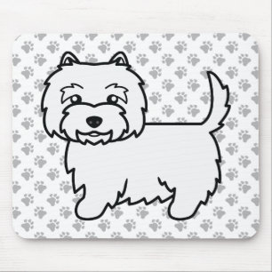 Tapis De Souris West Highland White Terrier Cartoon Chien & Paws
