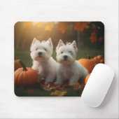 Tapis De Souris West Highland White Terrier Chiot Citrouille d'aut (Avec souris)